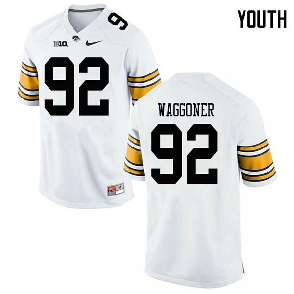 Youth #92 John Waggoner Iowa Hawkeyes College Football Jerseys Sale-White